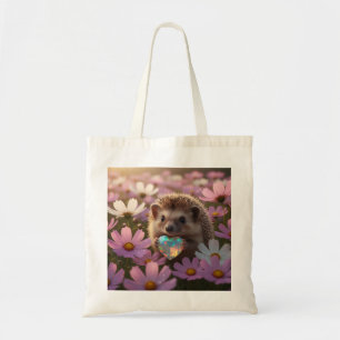 Tote Bag Hérisson mignon d'octobre avec cœur d'opale
