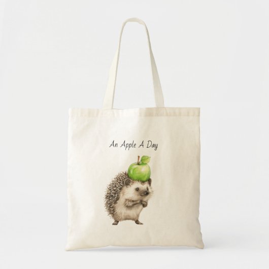 Tote Bag Hérisson Pomme Verte (Devant)