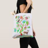 Tote Bag Héron vert et cerf (De près)