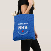 Tote Bag Héros de la santé MERCI NHS personnalisable BLUE (De près)