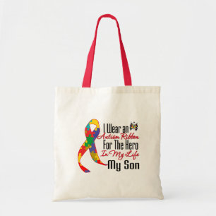 Tote Bag Héros de ruban d'autisme dans ma vie mon fils