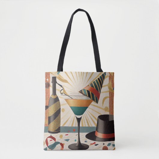 Tote Bag Heure Cocktail Mi-Siècle Nouvel An Design (Devant)