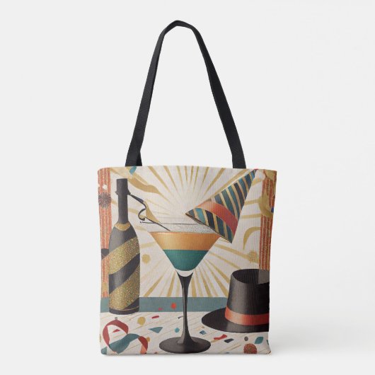 Tote Bag Heure Cocktail Mi-Siècle Nouvel An Design (Dos)