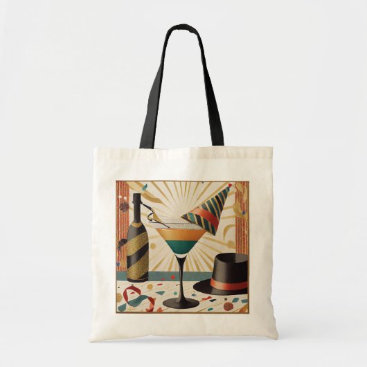 Tote Bag Heure Cocktail Mi-Siècle Nouvel An Design (Devant)