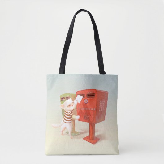 Tote Bag Heure de publication - Chat avec boîte aux lettres (Devant)
