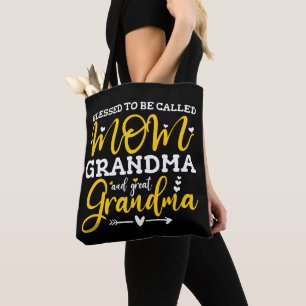 Tote Bag Heureuse d'être appelée maman grand-mère et arrièr