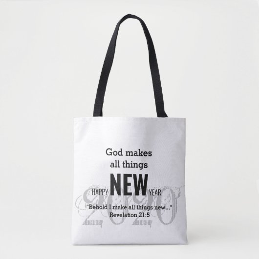 Tote Bag HEUREUSE NOUVELLE ANNÉE 2020 Customisée Écriture B (Devant)