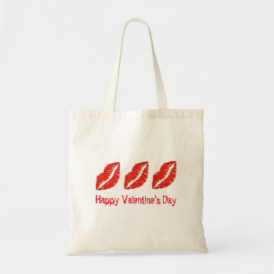 Tote Bag Heureuse Sainte-Valentin Rouge lèvres Lipstick Kis