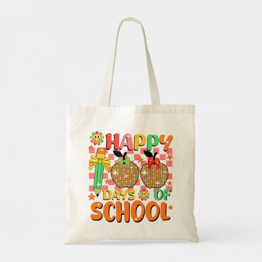 Tote Bag heureux 100 jours d'école . appréciation de l'ense (Dos)