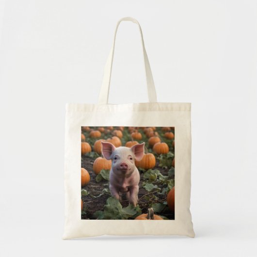 Tote Bag Heureux Comme Un Cochon Bébé Dans Un Patch Citroui (Devant)