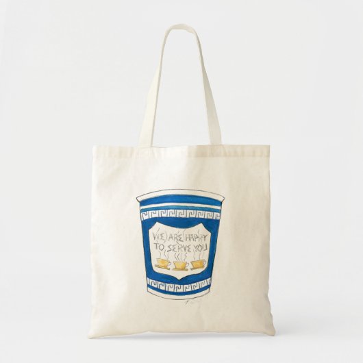 Tote Bag Heureux De Vous Servir NYC Blue Greek Deli Coffee  (Devant)
