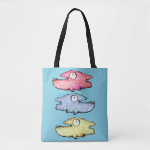 Tote Bag Heureux Poisson Coloré Aux Dents Proéminentes