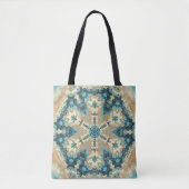 Tote Bag Hex Mandala bleu et orange (Devant)