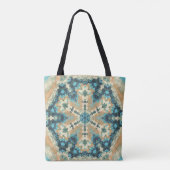 Tote Bag Hex Mandala bleu et orange (Dos)