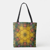 Tote Bag Hex Mandala jaune vert et orange (Dos)