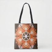 Tote Bag Hex Mandala Orange Blanc et Brown (Devant)
