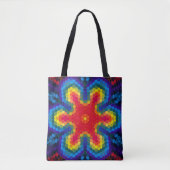 Tote Bag Hex Mandala rouge jaune et bleu (Devant)