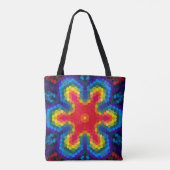 Tote Bag Hex Mandala rouge jaune et bleu (Dos)