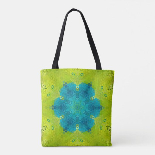 Tote Bag Hex Mandala Vert et Bleu (Dos)
