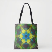 Tote Bag Hex Mandala vert jaune et bleu (Devant)