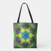 Tote Bag Hex Mandala vert jaune et bleu (Dos)