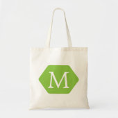 Tote Bag Hexa vert rond et blanc monogramme personnalisé (Devant)