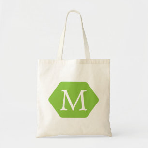 Tote Bag Hexa vert rond et blanc monogramme personnalisé