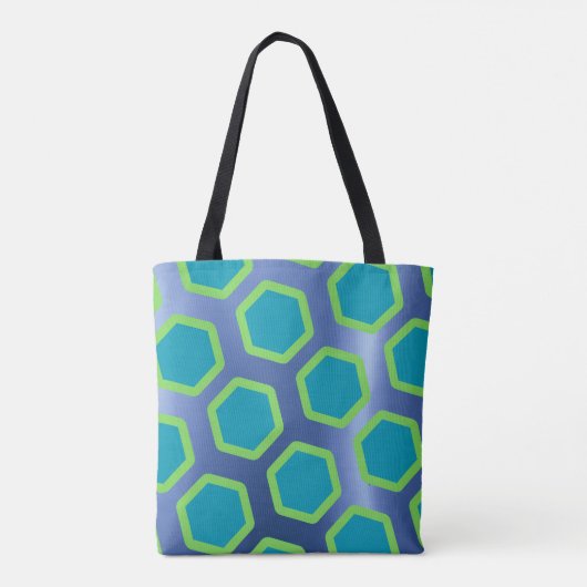 Tote Bag Hexagonal tuiles sur Arrière - plan métallique ble (Dos)