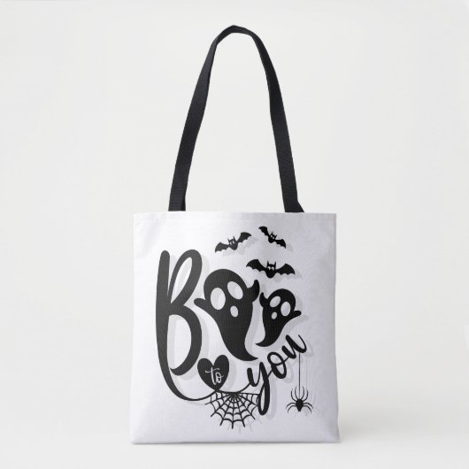 Tote Bag Hey Boo Halloween simple (Devant)