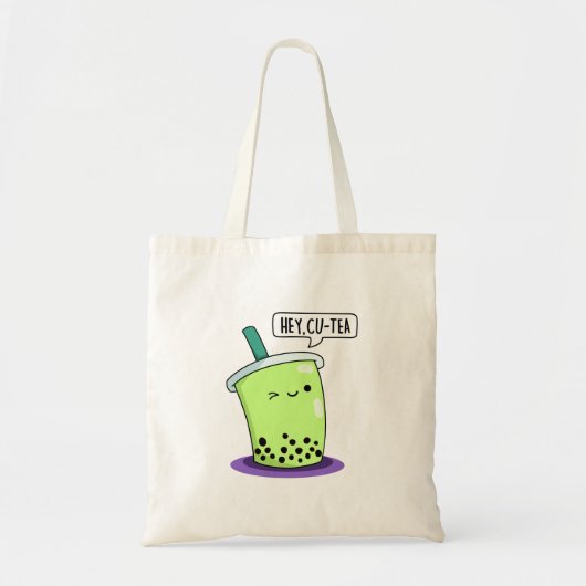Tote Bag Hey Cu Tea Drôle Boba Tea Pun (Devant)