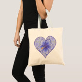 Tote Bag Hibiscus & dentelle BLEU (Devant (produit))