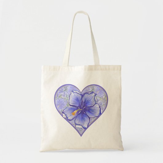 Tote Bag Hibiscus & dentelle BLEU (Devant)