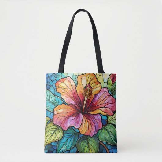 Tote Bag hibiscus en verre tendu (Devant)