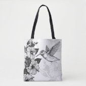 Tote Bag Hibiscus et colibri (Devant)