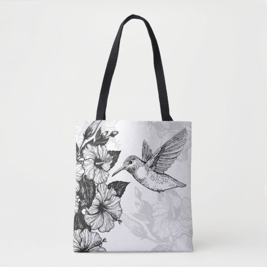 Tote Bag Hibiscus et colibri (Devant)