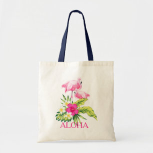 Tote Bag Hibiscus & Flamants roses roses Conception tropica