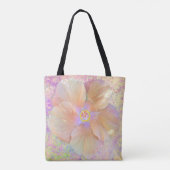 Tote Bag Hibiscus fleur tropicale iridescente or rose migno (Dos)