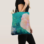 Tote Bag Hibiscus fleur turquoise eau de l'océan Hawaïen (De près)