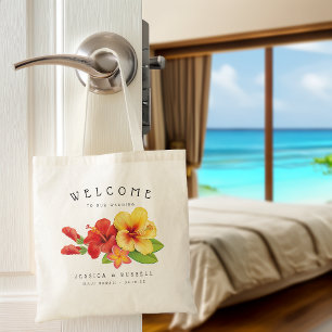 Tote Bag Hibiscus Floral Tropical Bienvenue Mariage