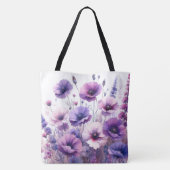 Tote Bag Hibiscus Floral Violet Fleur Fourre-tout (Dos)