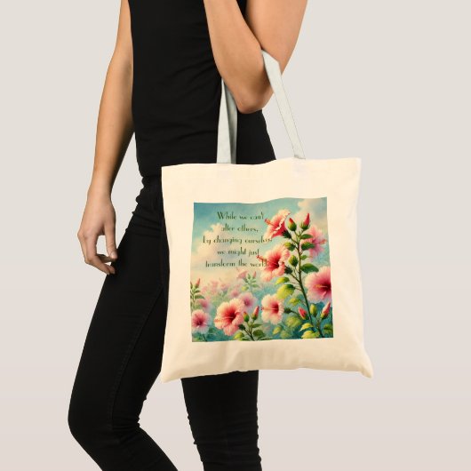 Tote Bag Hibiscus Flowers & Devis (Devant (produit))