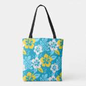 Tote Bag Hibiscus hawaïen bleu motif floral (Dos)