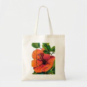 Tote Bag Hibiscus orange été tropical