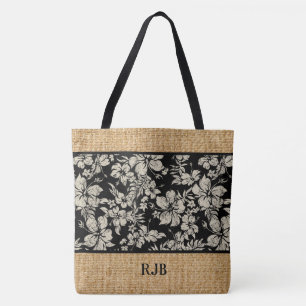 Tote Bag Hibiscus Pareau Hawaii Monogramme Beach Bag
