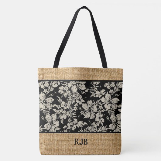 Tote Bag Hibiscus Pareau Hawaii Monogramme Beach Bag (Devant)