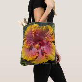 Tote Bag Hibiscus rose et orange (De près)