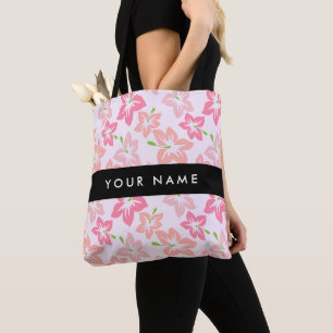 Tote Bag Hibiscus Rose, Fleurs Roses, Votre Nom