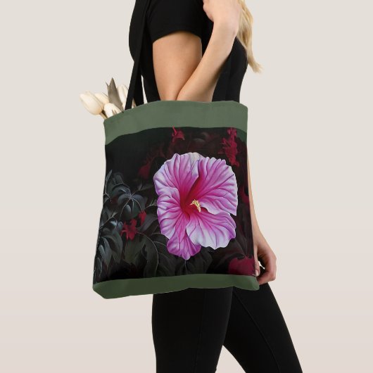 Tote Bag Hibiscus rose Fourre-tout (De près)
