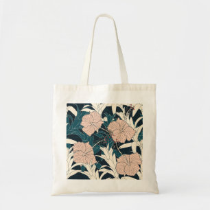 Tote Bag Hibiscus rose tropical, arrière - plan sombre