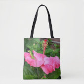 Tote Bag Hibiscus rose Tropical Flower Anole Lizard Photo (Devant)